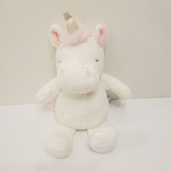 Vtg Carters Unicorn Plush Musical Wind Up Silver Glitter Horn Security Lovey - Picture 1 of 4